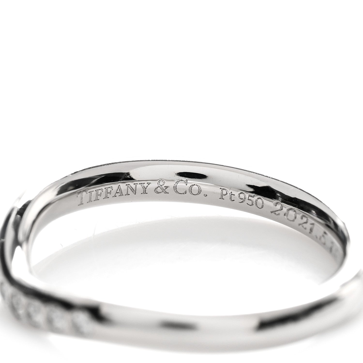 Tiffany Platinum Diamond Elsa Peretti Curved Wedding Band Ring 45 3.5 3 of 5