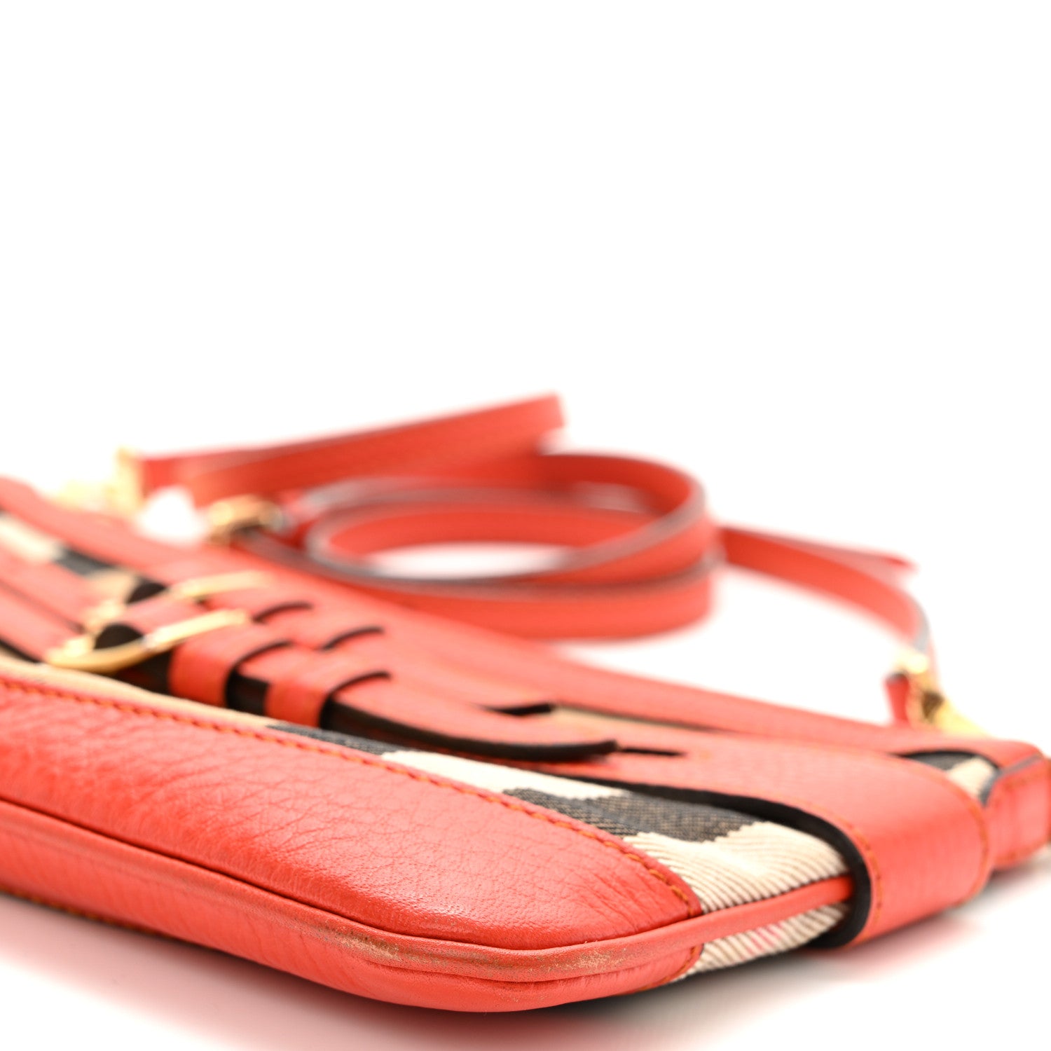Burberry House Check Bridle Calfskin Peyton Crossbody Orange 9 of 12