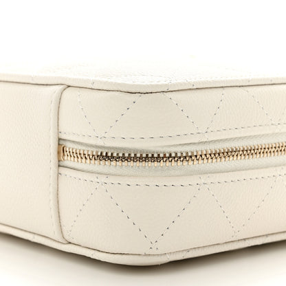 Chanel Caviar Quilted Top Handle Vanity Case White 9 of 10