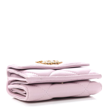 Chanel Goatskin Quilted Chanel 19 Flap Wallet Pink 3 of 5