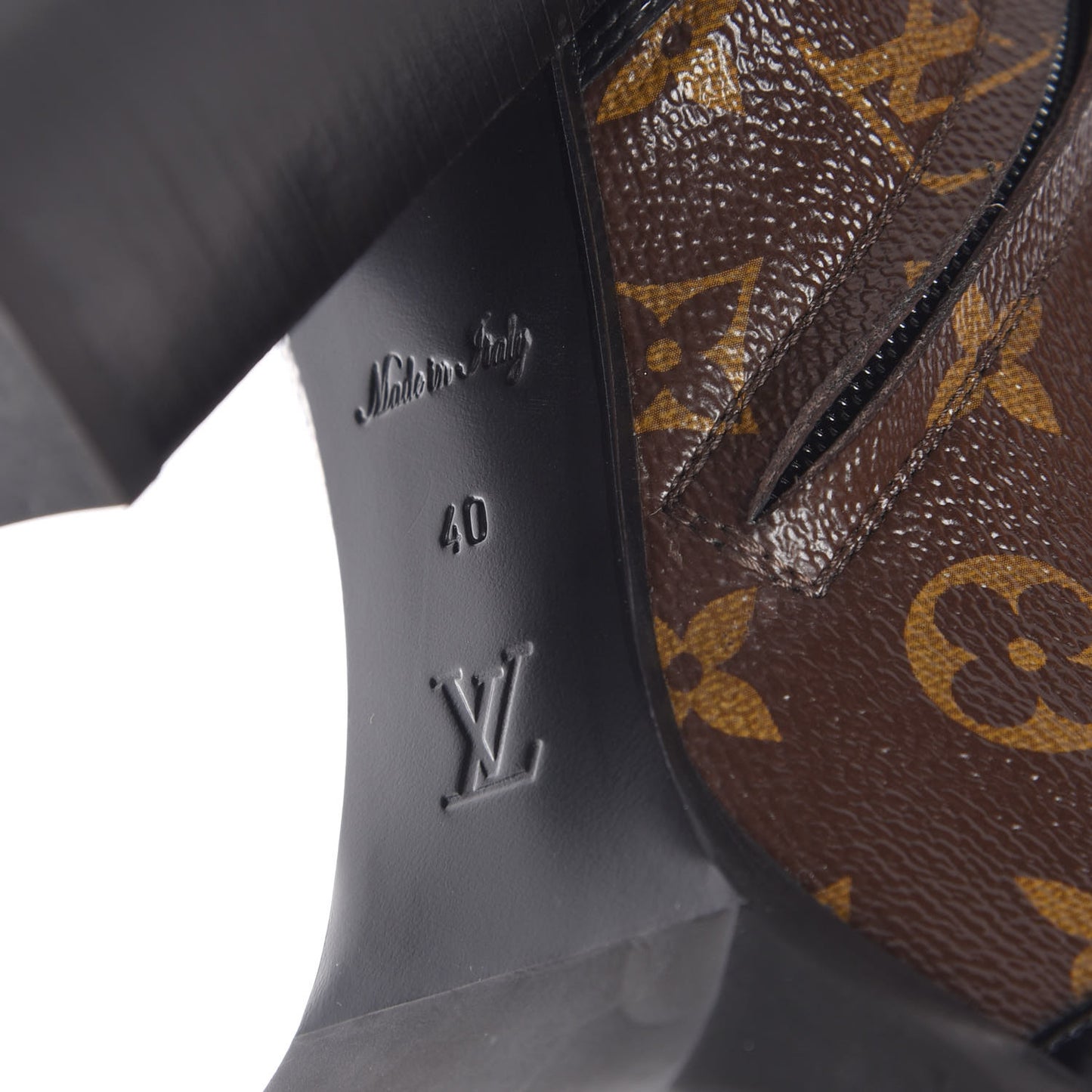 Patent Calfskin Monogram Star Trail Ankle Boots 40 Black