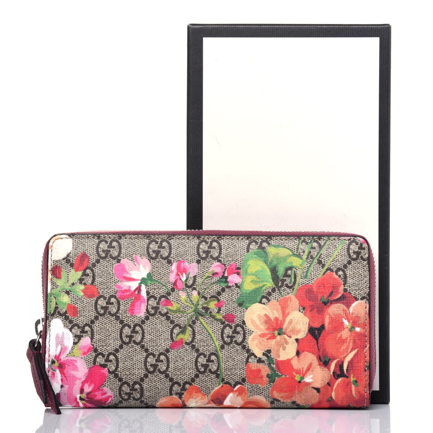 Gucci GG Supreme Monogram Blooms Zip Around Wallet Beige Multicolor Dry Rose 12 of 12