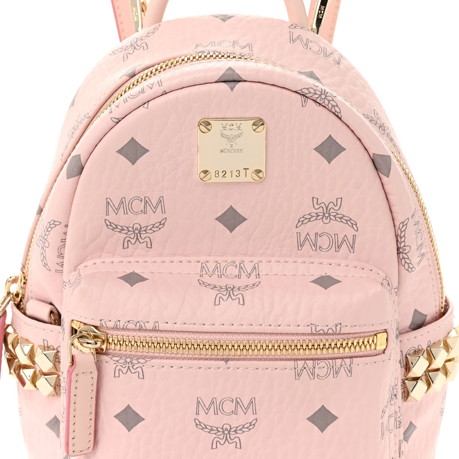 MCM Visetos Side Stud X-Mini Stark Bebe Boo Backpack Soft Pink 7 of 10