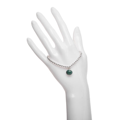Tiffany Sterling Silver Malachite Bead Bracelet 2 of 6