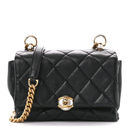 Chanel Calfskin Quilted Accordion Pearl CC Flap Bag Black Black 1 of 10
