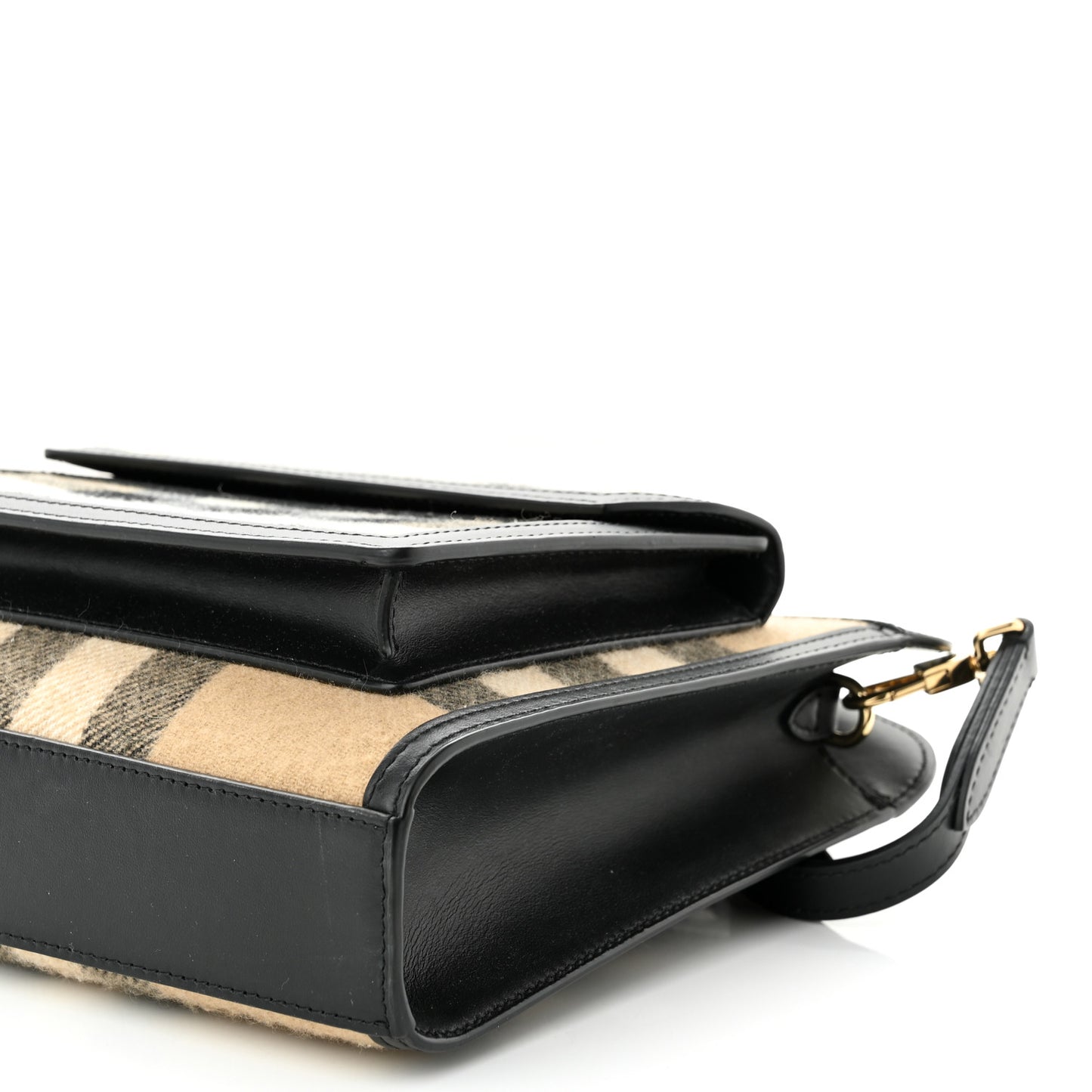Smooth Calfskin Cashmere Check Mini Pocket Bag Black