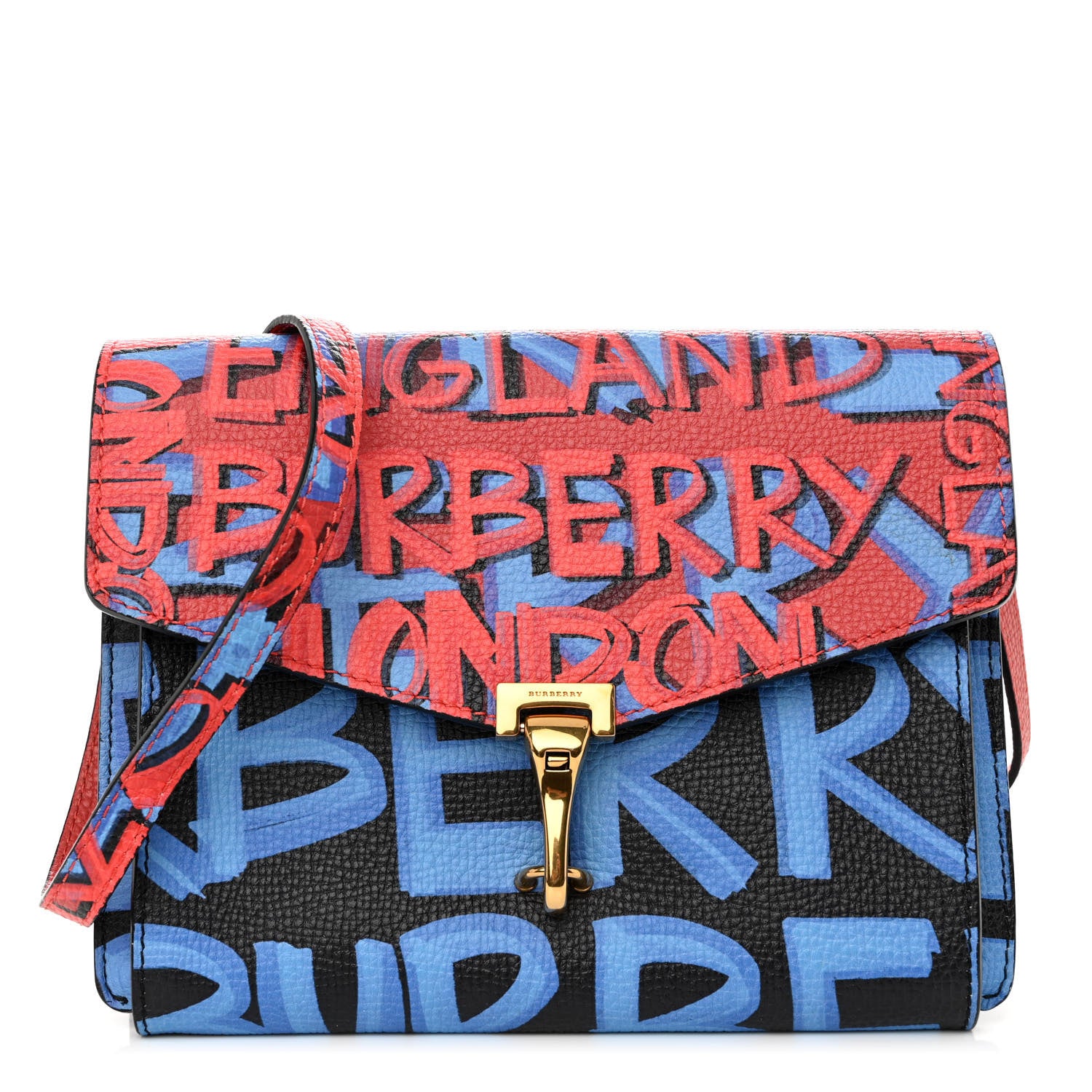 Burberry Calfskin Graffiti Print Small Macken Crossbody Bag Black 1 of 11