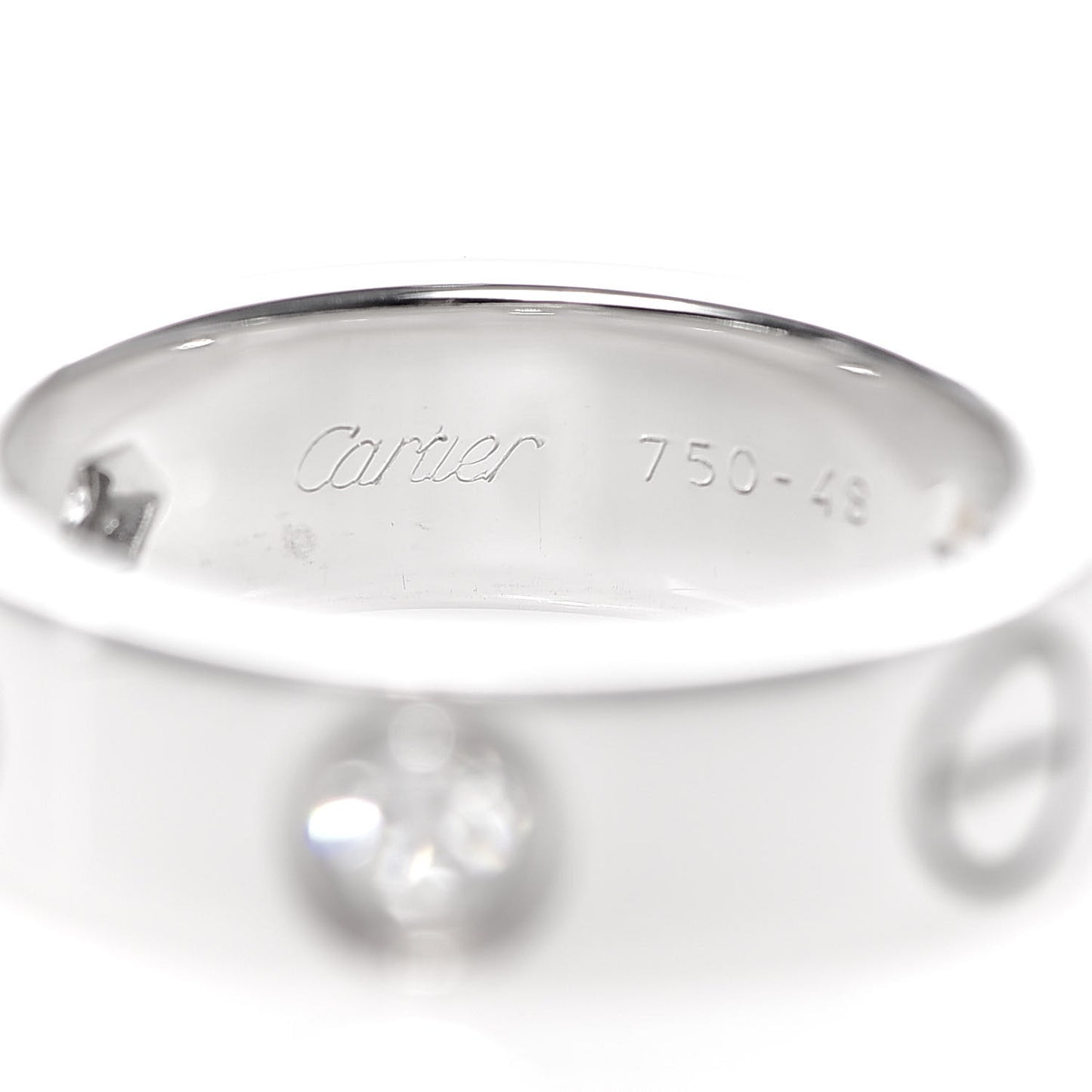18K White Gold 3 Diamond 5.5mm LOVE Ring 48 4.5