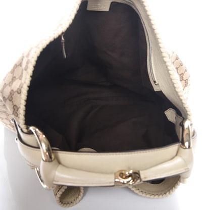 Gucci Monogram Large Horsebit Chain Hobo Off White 5 of 7