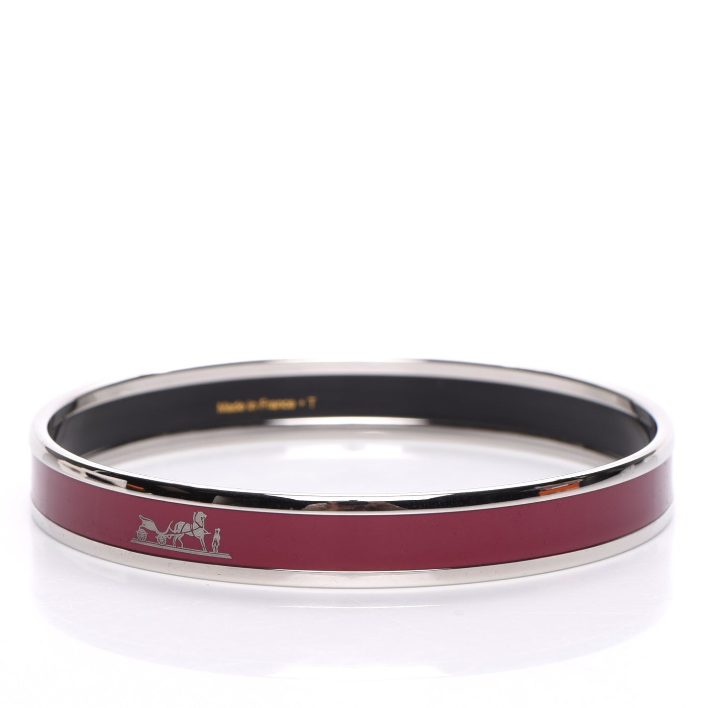 Enamel Printed Narrow Caleche Bracelet 65 Rouge H