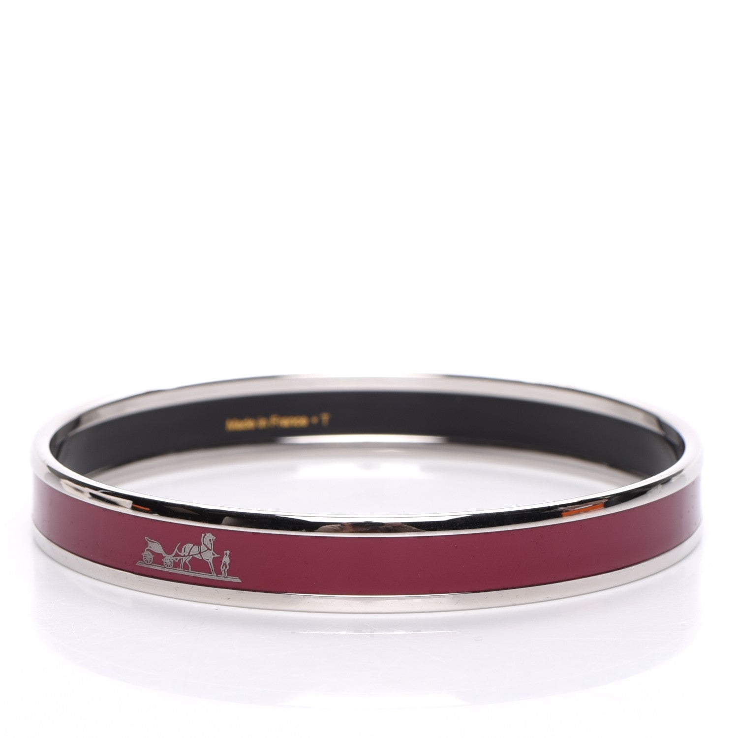 Hermes Enamel Printed Narrow Caleche Bracelet 65 Rouge H 3 of 5