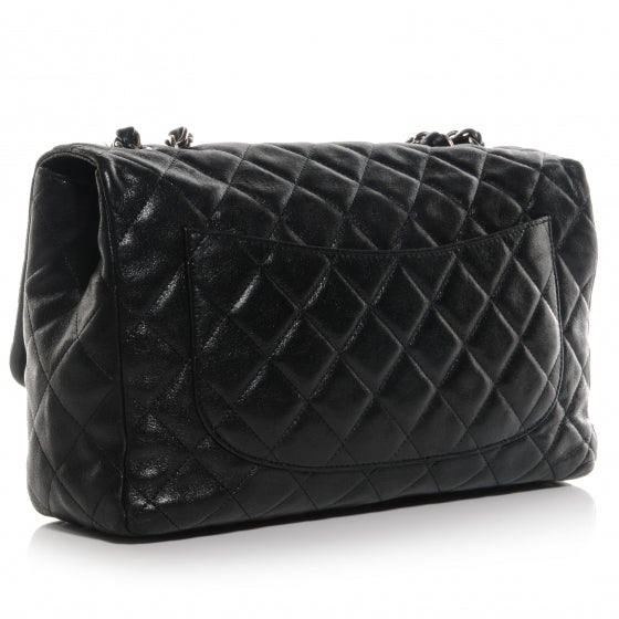 Washed Lambskin Quilted Jumbo Hybrid Reissue Flap Black