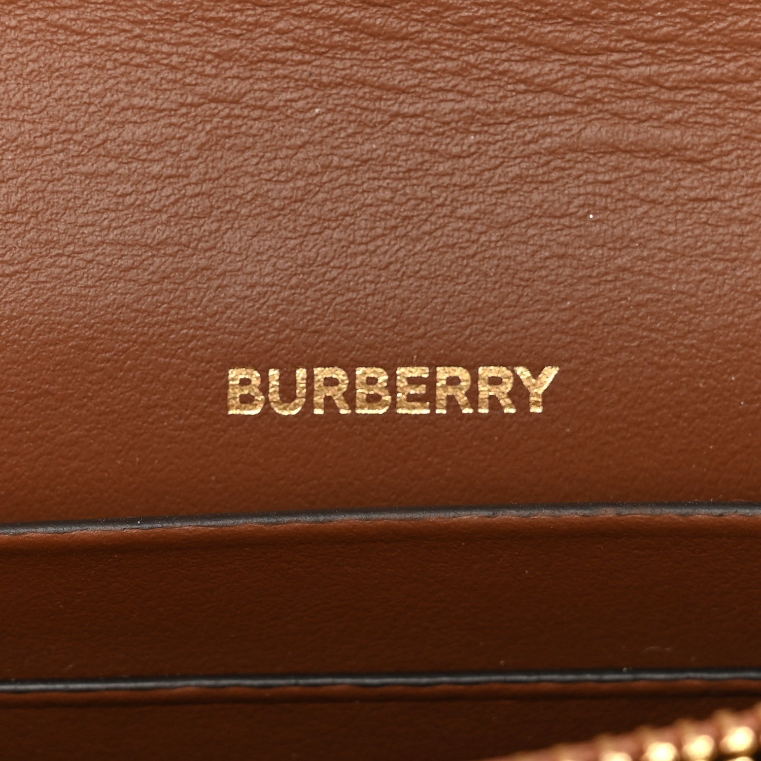 Burberry Grainy Calfskin Vintage Check Jade Card Case On Chain Tan 6 of 10