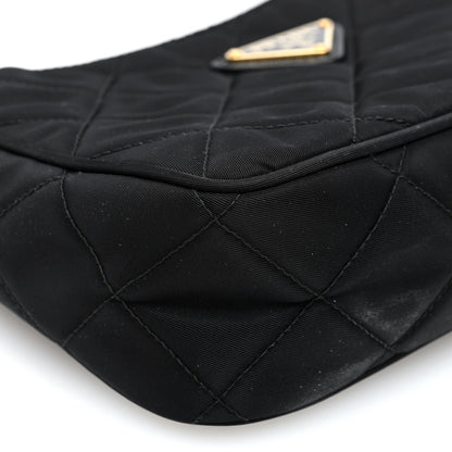 Prada Tessuto Nylon Stitched Shoulder Bag Black 8 of 10