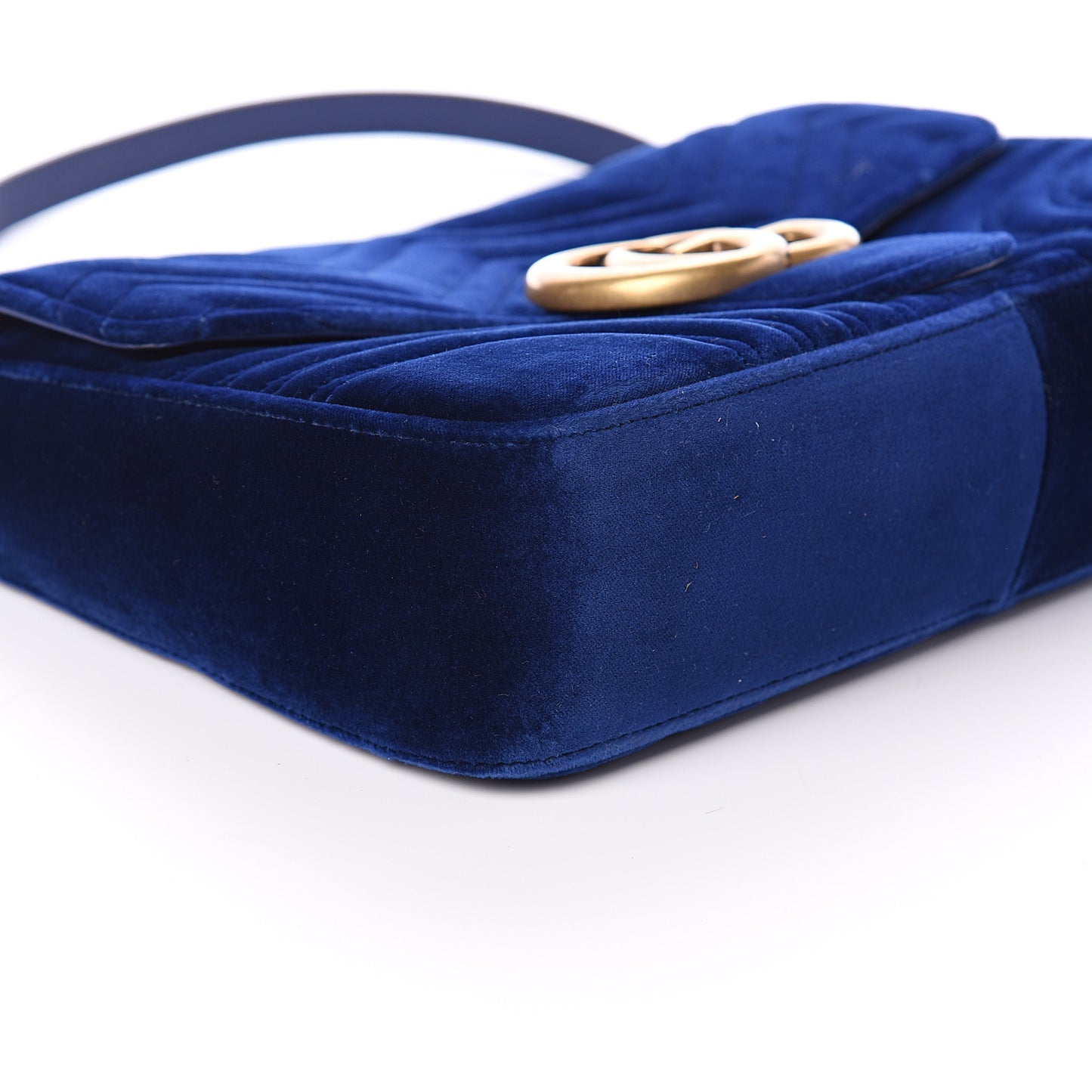 Velvet Matelasse Medium GG Marmont Shoulder Bag Cobalt Blue
