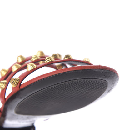 Balenciaga Agneau Lambskin Giant Gold Stud Sandals 39.5 Rouge Vermillion 12 of 13