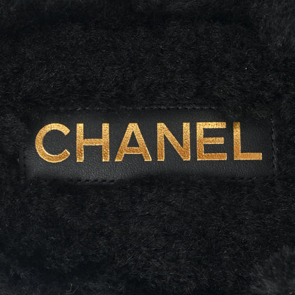 Chanel Shearling CC Flat Mules 39 Black 7 of 16