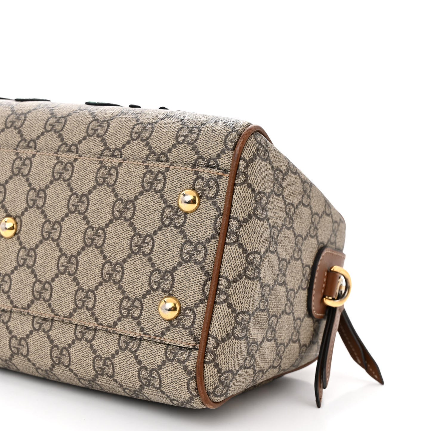 GG Supreme Monogram Floral Embroidered Small Boston Brown