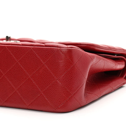 Chanel Caviar Quilted Jumbo Double Flap Red 10 of 11