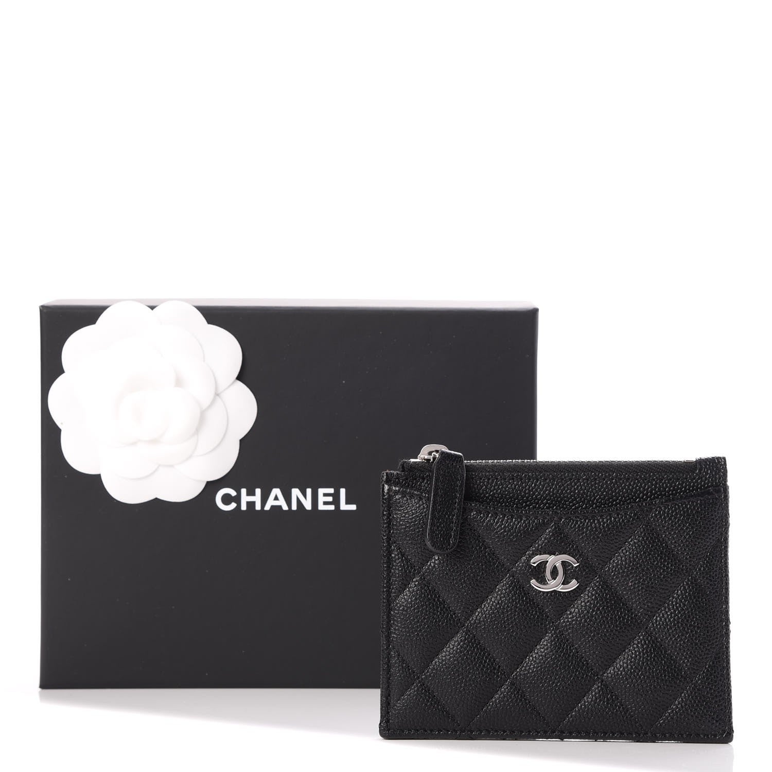 Chanel Caviar Quilted CC Zip Card Holder Black 8 of 8