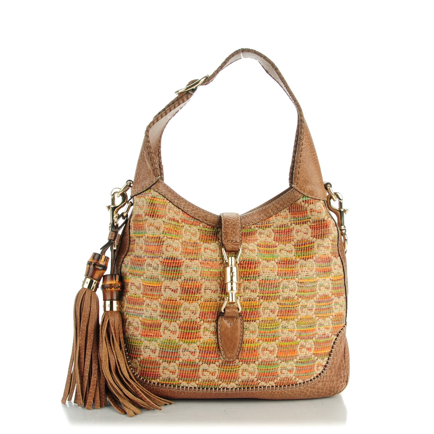 Gucci Straw Libeccio Medium New Jackie Shoulder Bag Multicolor 1 of 7