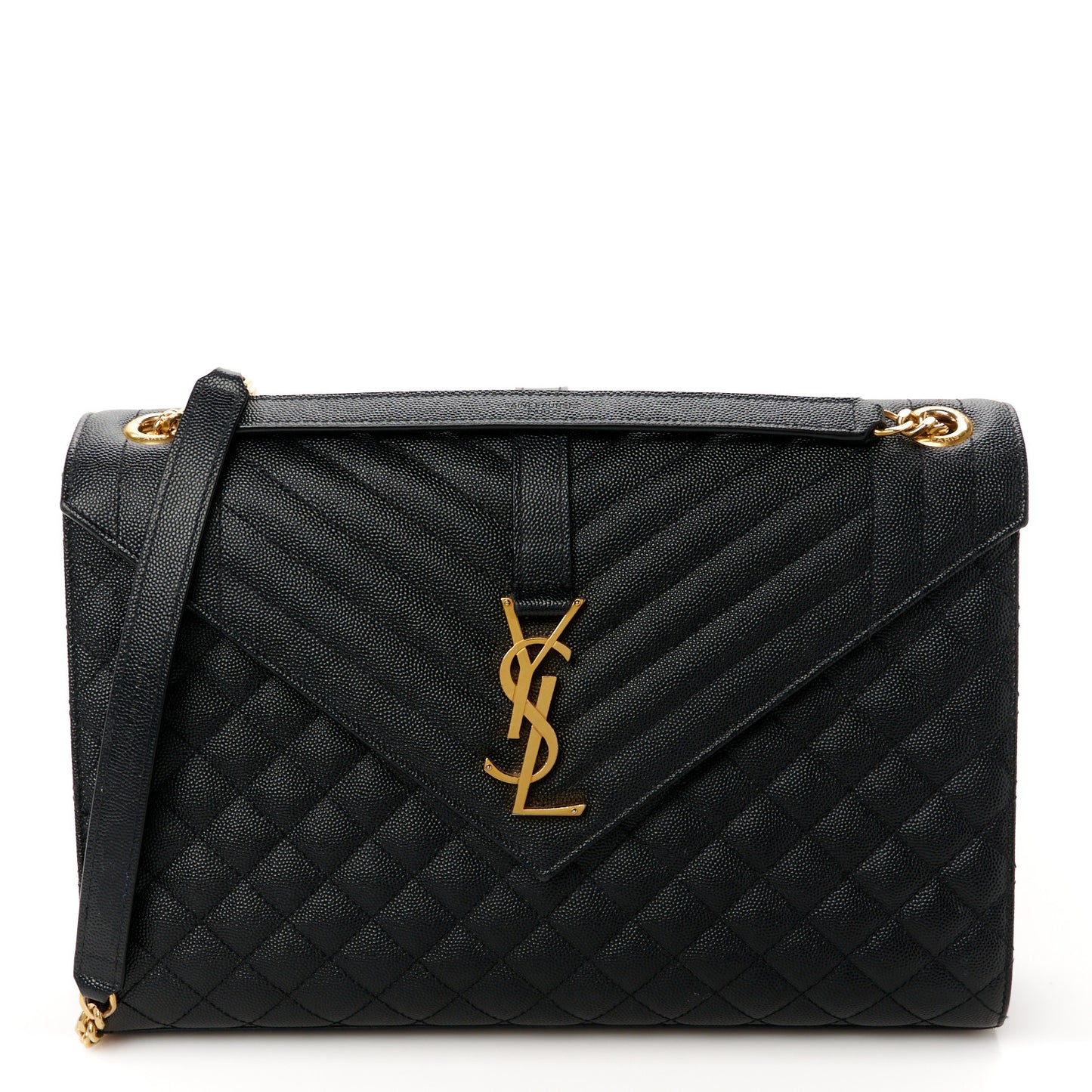 Grain De Poudre Textured Mixed Matelasse Large Triquilt Monogram Satchel Black