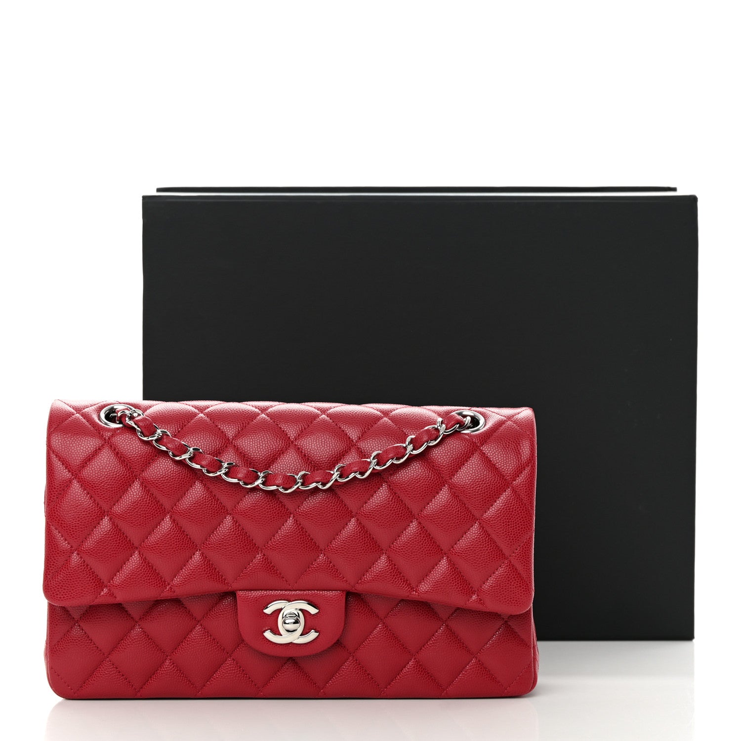 Chanel Caviar Quilted Medium Double Flap Dark Red 15 of 15