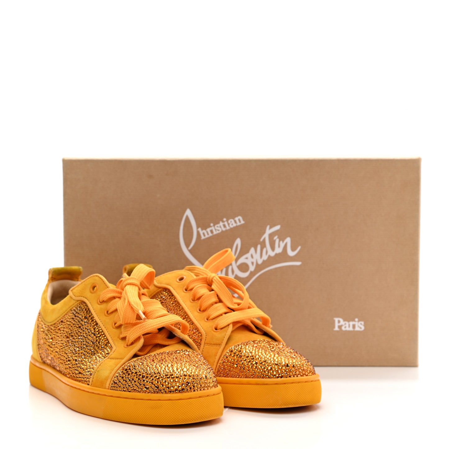 Calfskin Veau Velours Strass Louis Junior Flat Sneakers 41 Topaz