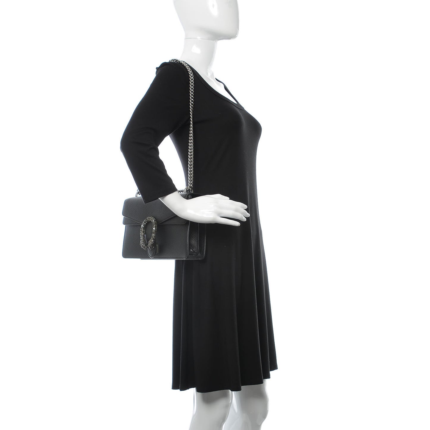 Pebbled Calfskin Small Dionysus Shoulder Bag Black