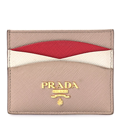 Prada Saffiano Card Holder Powder Pink Fiery Red 1 of 7