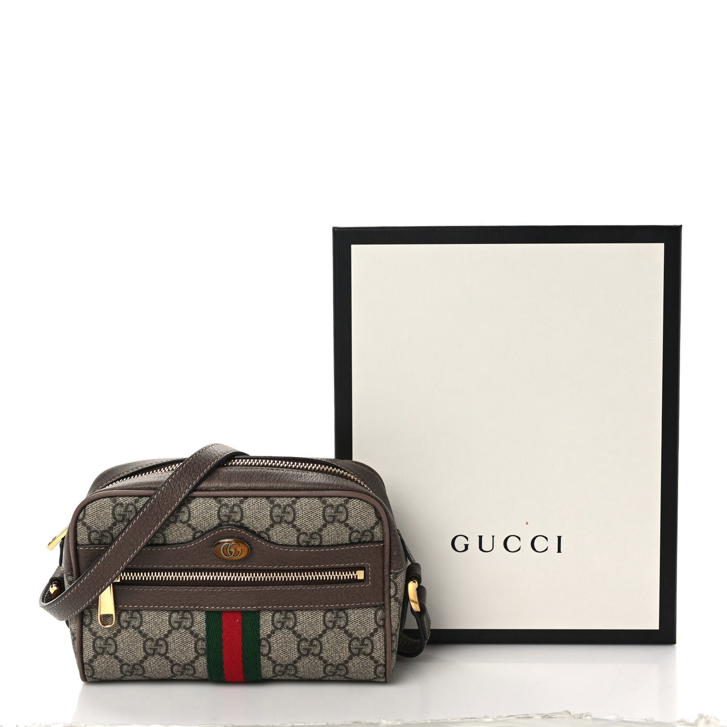 GG Supreme Monogram Web Mini Ophidia Shoulder Bag Brown