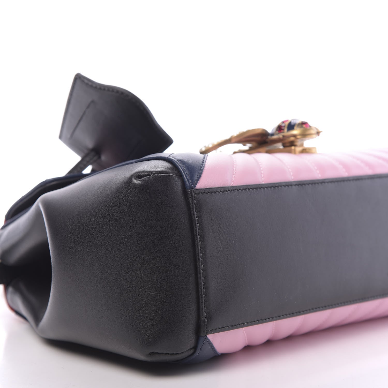 Gucci Calfskin Bamboo Trapuntata Queen Margaret Top Handle Bag Blue Agata Hibiscus Red Mystic White Sugar Pink 6 of 11
