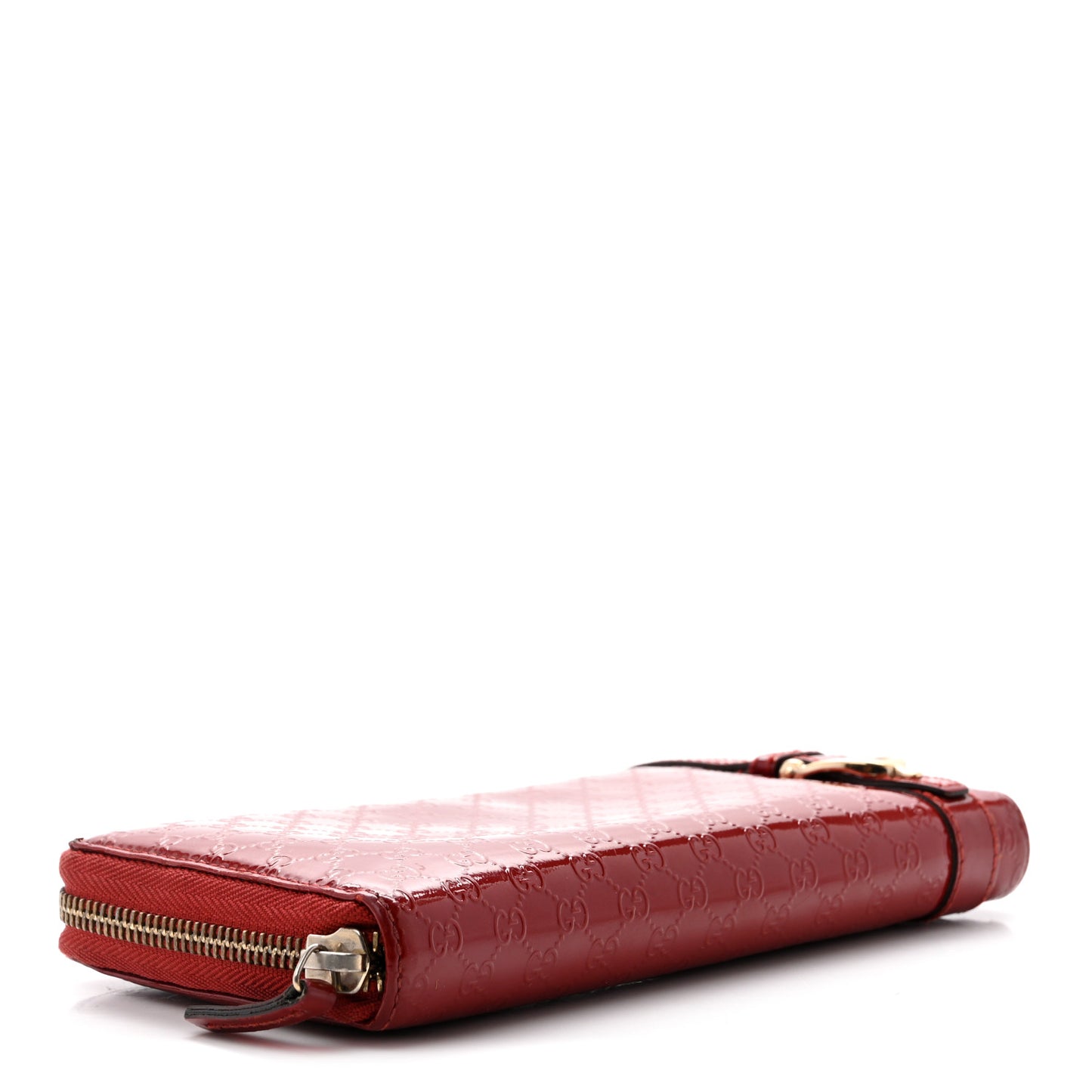 Patent Microguccissima Zip Around Wallet Rose Bed