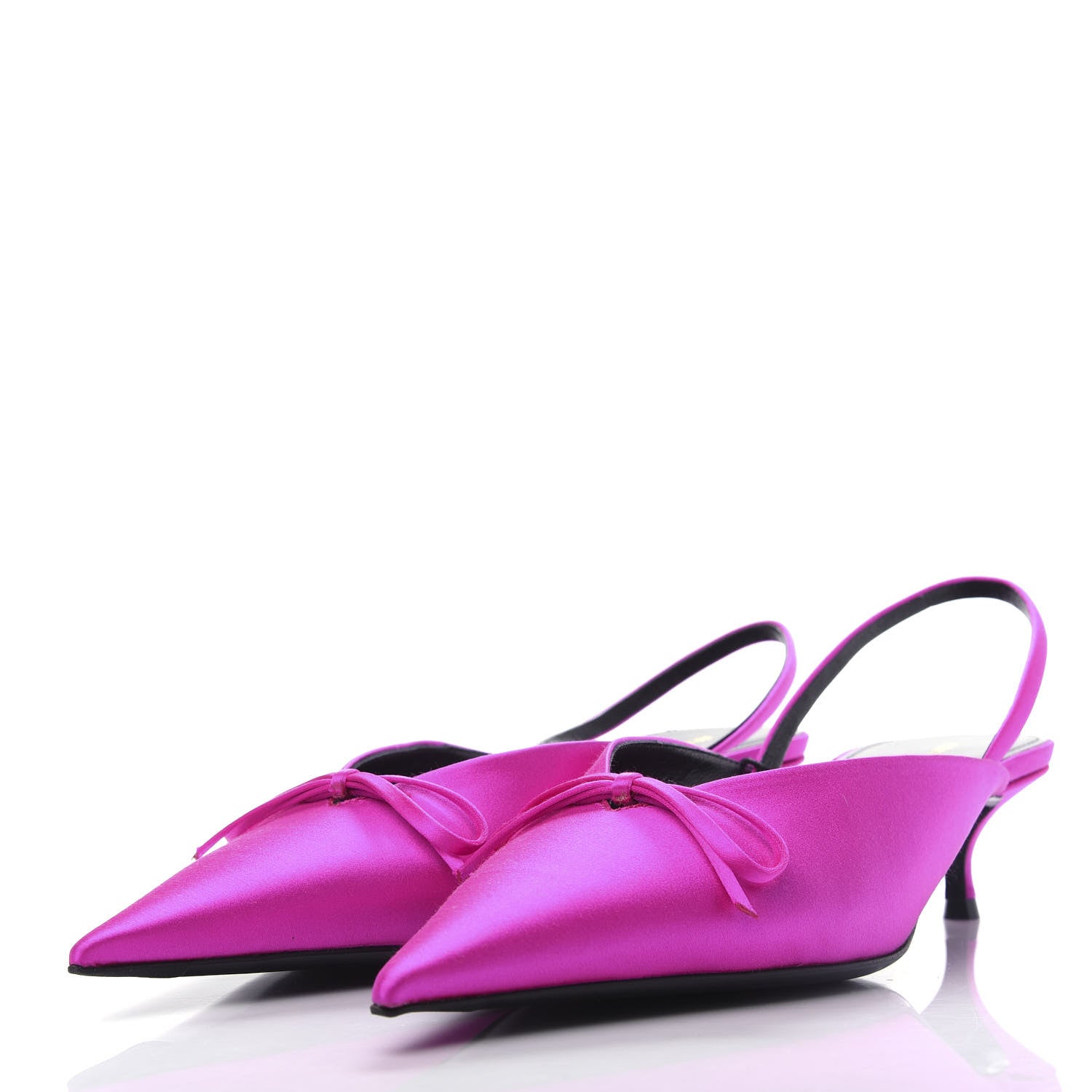 Balenciaga Satin Pointed Toe Knife Slingback 40mm Mules 41 Rose Fuchsia 3 of 11