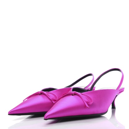 Balenciaga Satin Pointed Toe Knife Slingback 40mm Mules 41 Rose Fuchsia 3 of 11