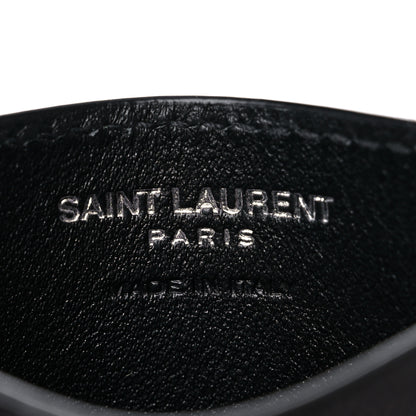 Saint Laurent Grain De Poudre Matelasse Chevron Monogram Credit Card Case Black 6 of 8