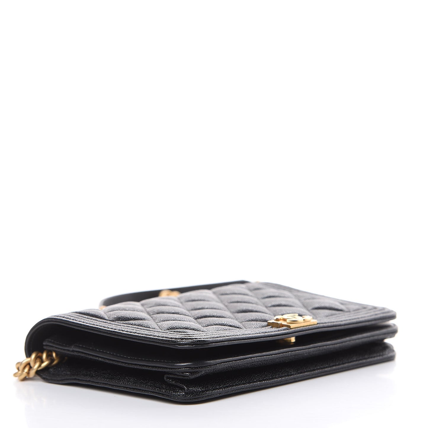 Caviar Quilted Boy Wallet On Chain WOC Black