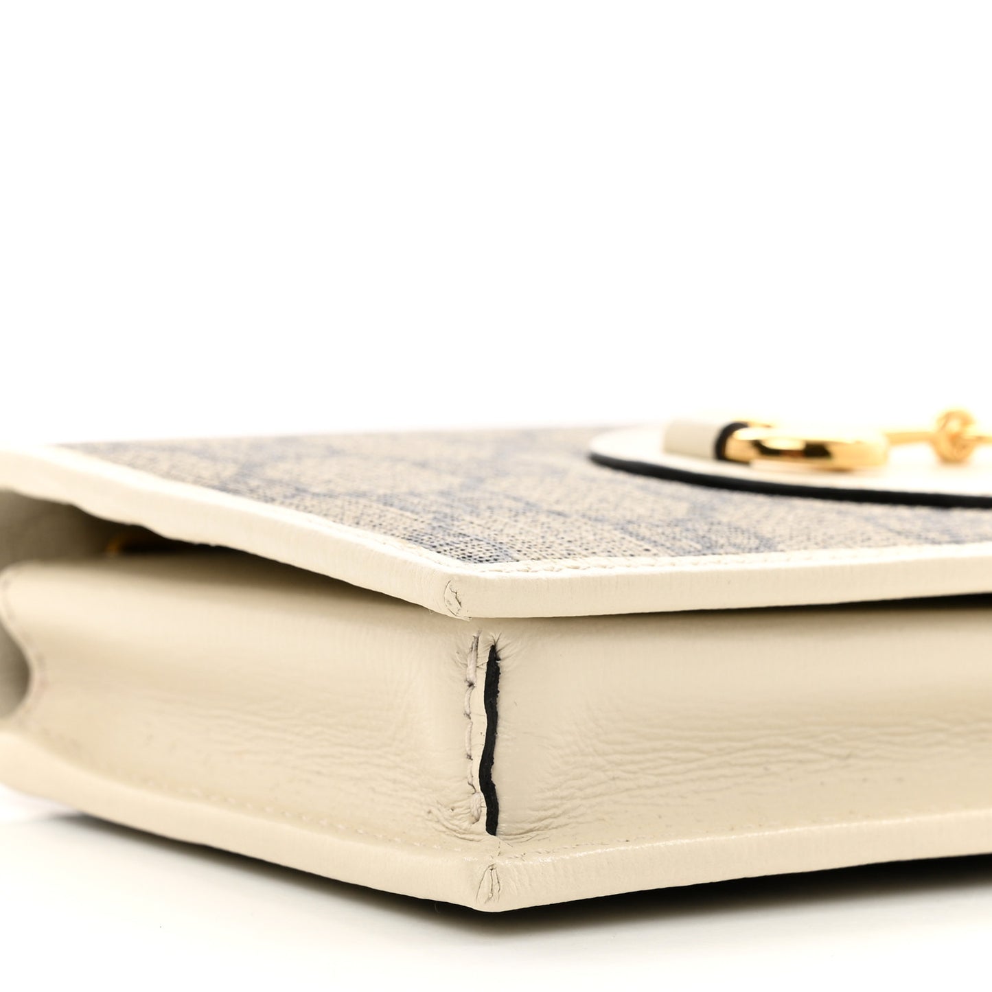 GG Supreme Monogram Azalea Calfskin Horsebit 1955 Wallet On Chain Beige Ebony Mystic White