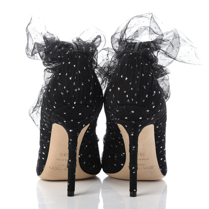 Jimmy Choo Suede Tulle Lavish 100 Pumps 38.5 Black Silver 6 of 8