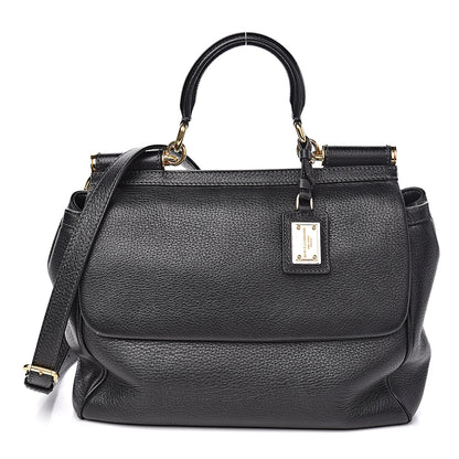 Dolce & Gabbana Grained Deerskin Medium Miss Sicily Satchel Black 1 of 15