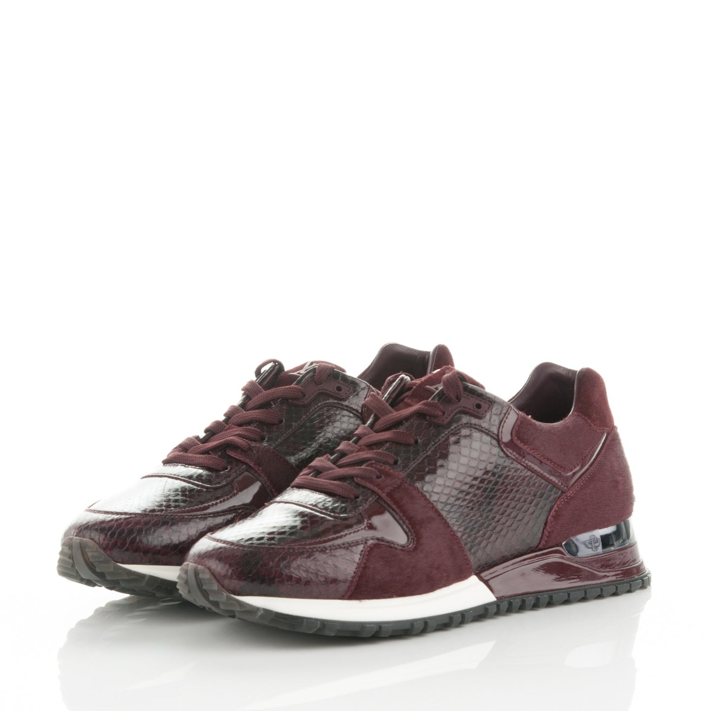 Calf Hair Suede Python Run Away Sneakers 37.5 Bordeaux