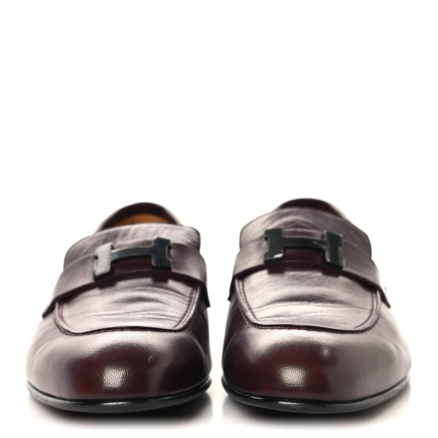 Hermes Goatskin Mens Paris Loafers 43 Marron Mahogany 3 of 10
