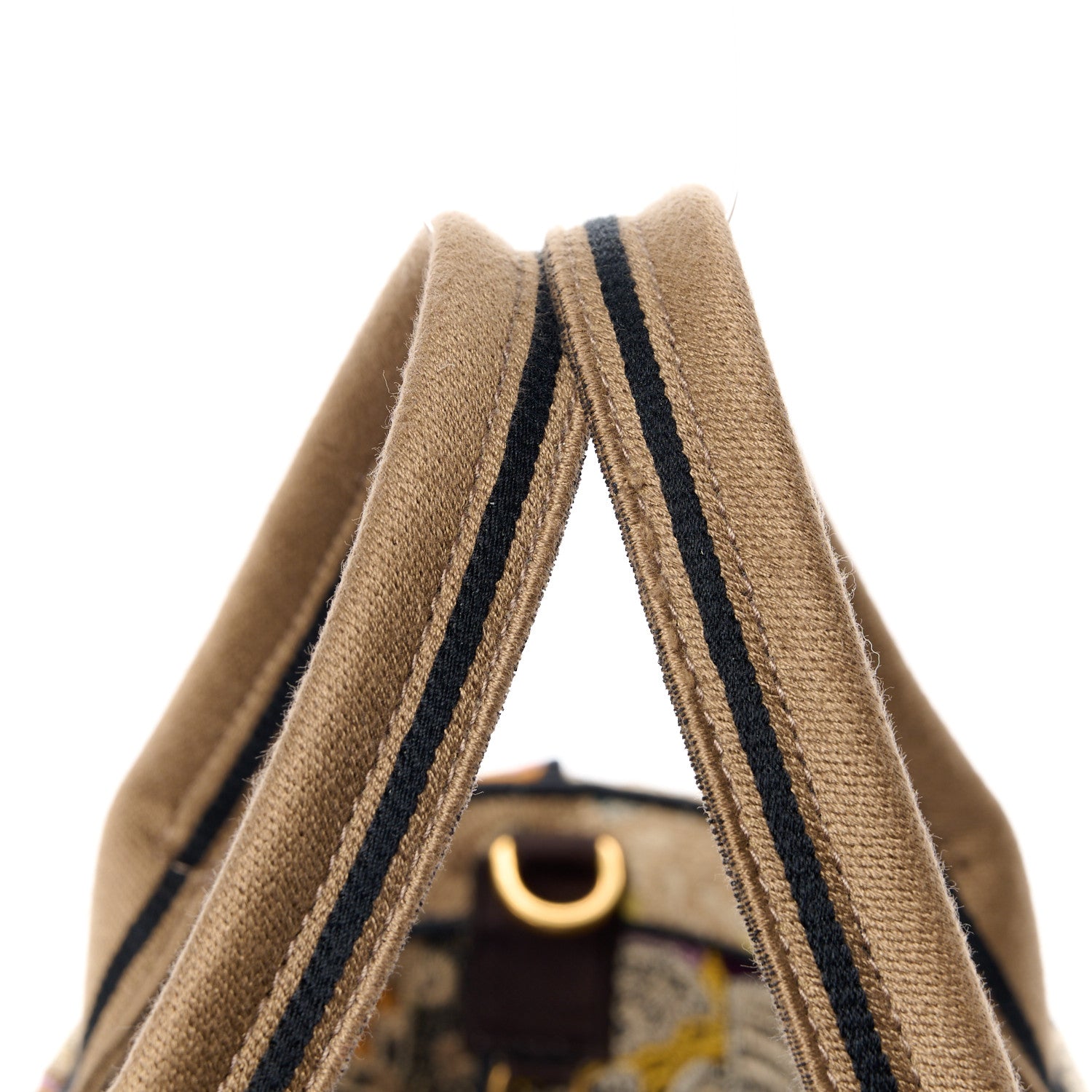 Christian Dior Canvas Embroidered Butterfly Brocart Hat Basket Bag Beige Multicolor 14 of 15