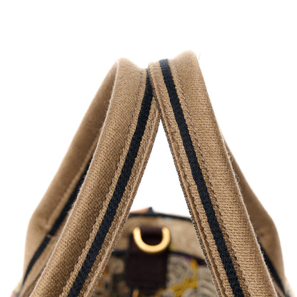 Christian Dior Canvas Embroidered Butterfly Brocart Hat Basket Bag Beige Multicolor 14 of 15