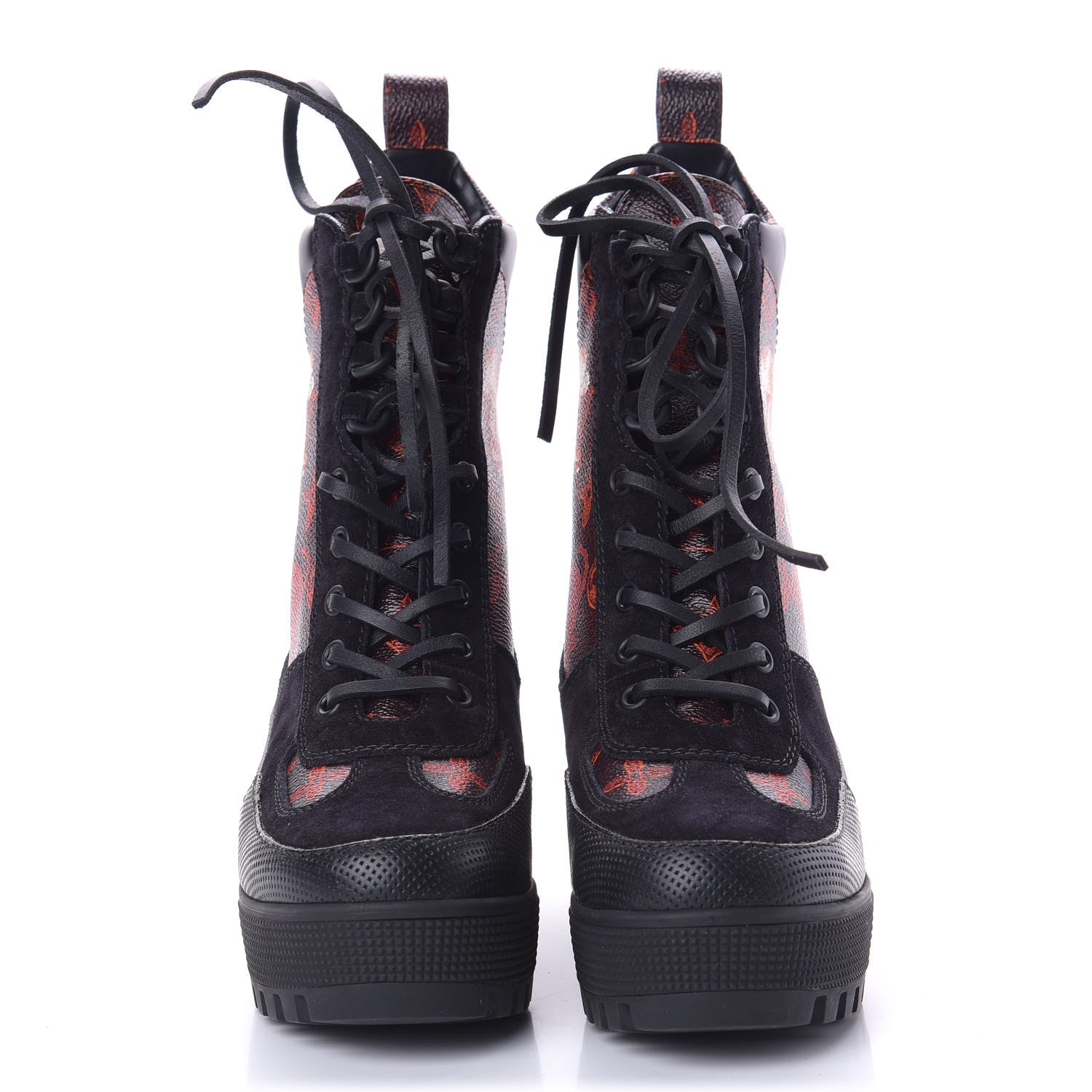 Louis Vuitton Suede Calfskin Catogram Laureate Platform Desert Boots 36 Black Marron 2 of 8