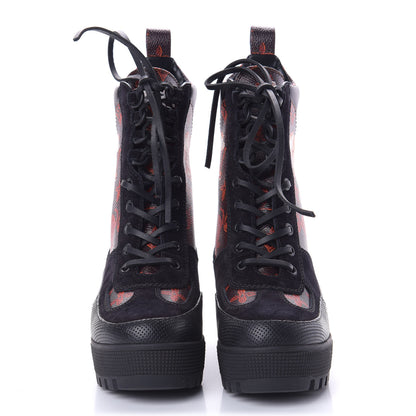 Louis Vuitton Suede Calfskin Catogram Laureate Platform Desert Boots 36 Black Marron 2 of 8