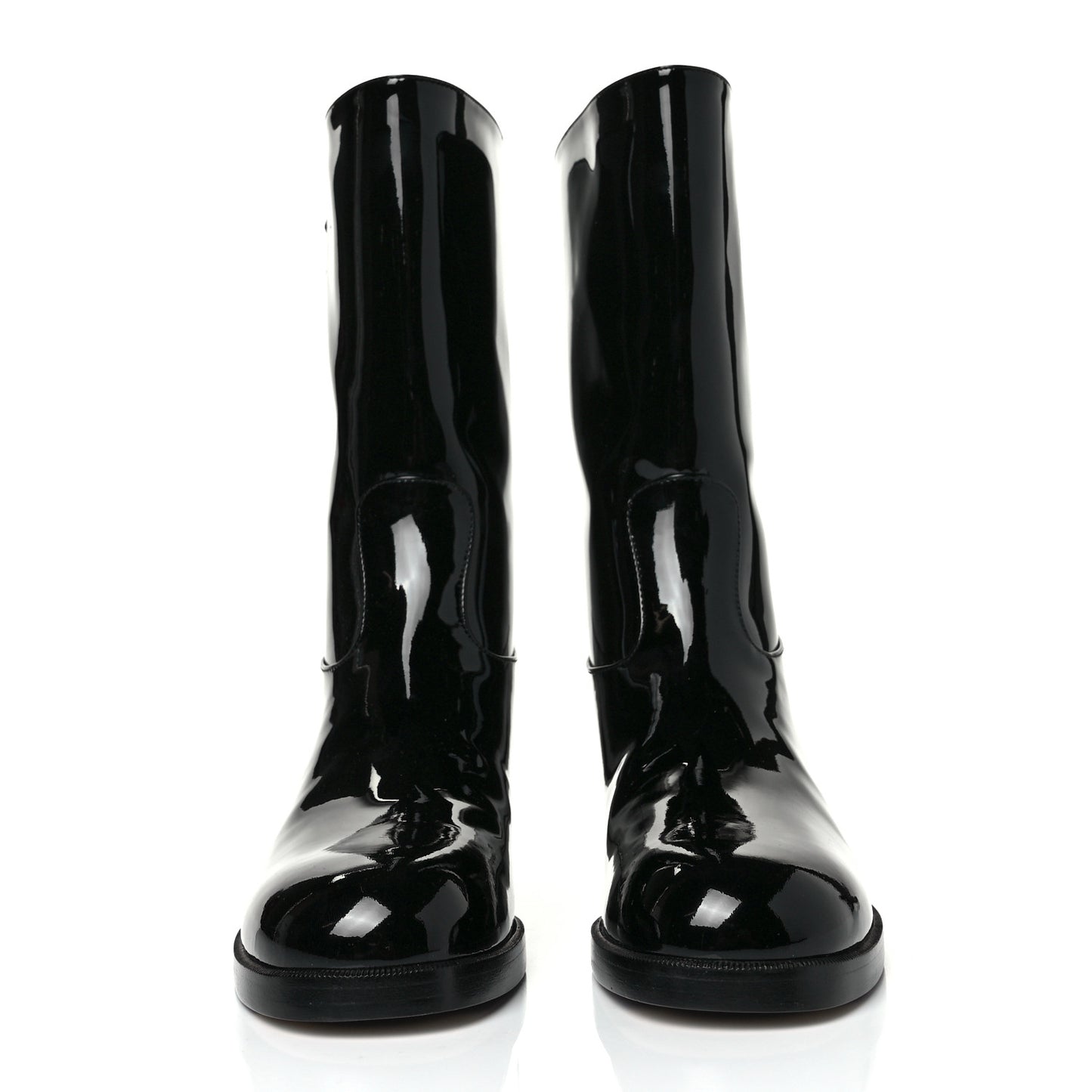 Patent CC Mid Calf Boots 36.5 Black