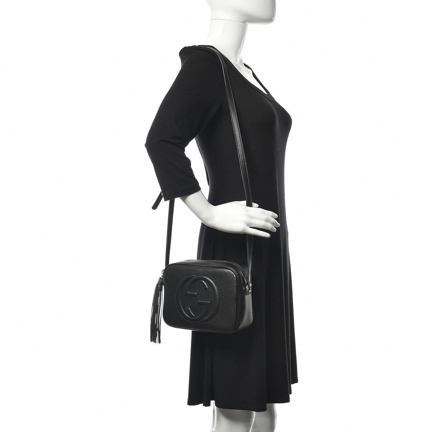 Pebbled Calfskin Small Soho Disco Bag Black