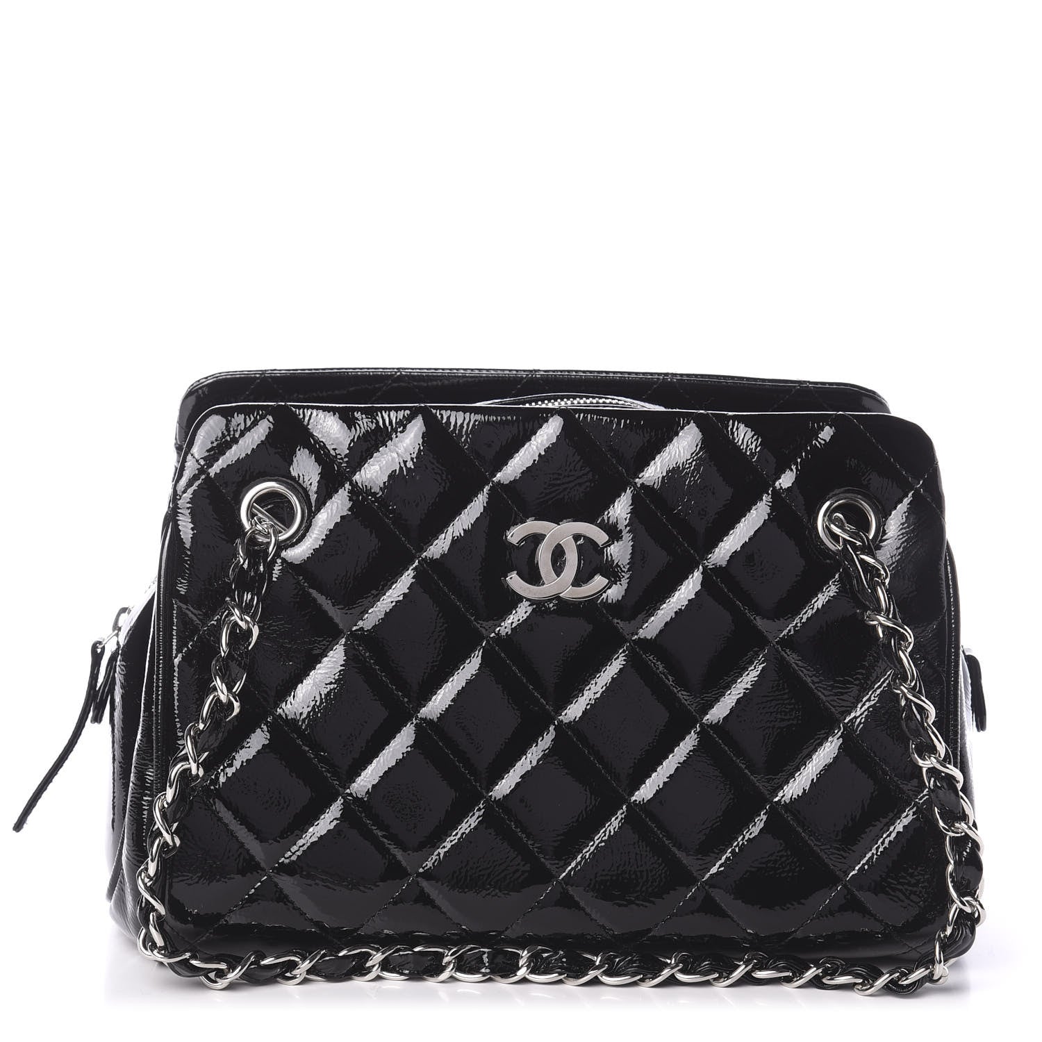 Chanel Patent Quilted Tote Black 1 of 10