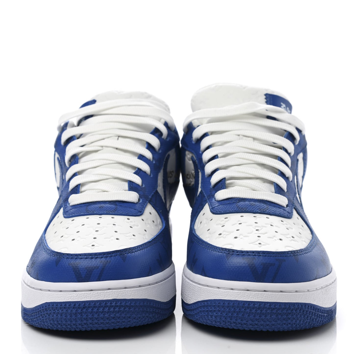 X NIKE AIR FORCE 1 Calfskin Monogram Mens Sneakers 7 Blue